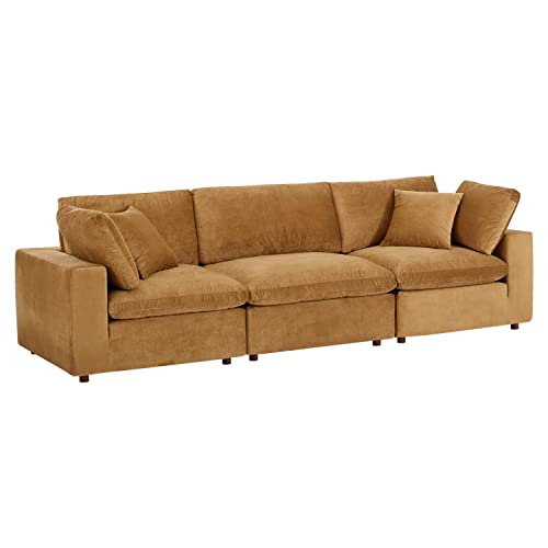 Modway Commix Modular Sofa, Cognac Performance Velvet