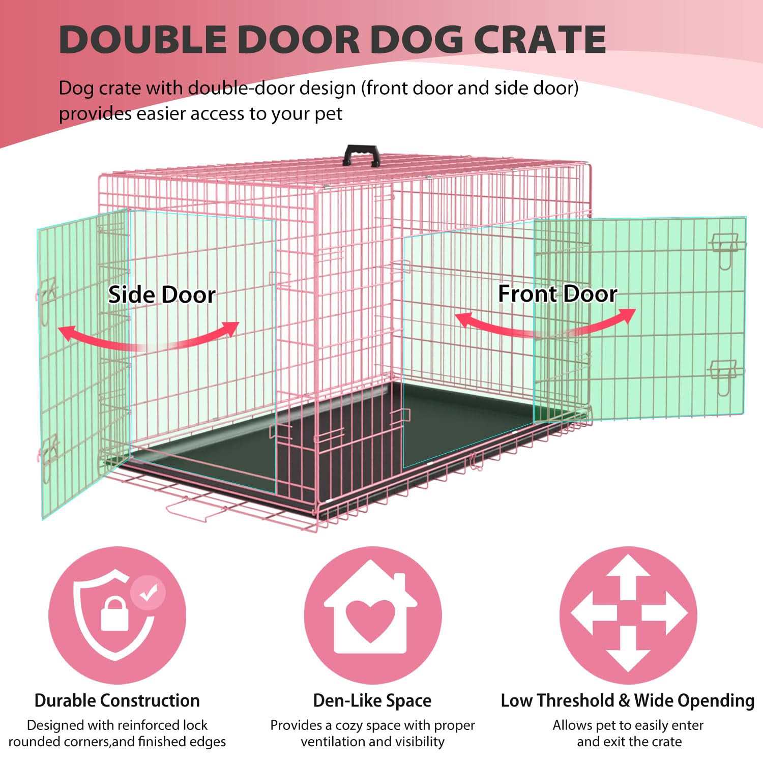 bestpet 24,30,36,42,48 Inch Dog Crates for Large Dogs Folding Mental Wire Crates Dog Kennels Outdoor and Indoor Pet Dog Cage Crate with Double-Door - Pet Supplies online store
