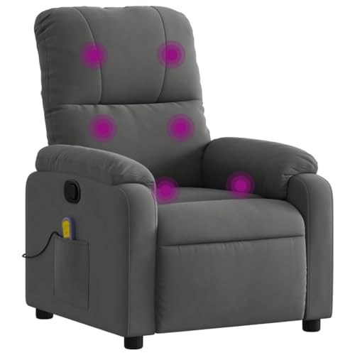 Massage Recliner Chair Dark Gray Microfiber Fabric,Ultimate Relaxation: Massage Recliner Chair with Manual Reclining and Vibration Massage Living Room Armchairs, Recliners & Sleeper Chairs