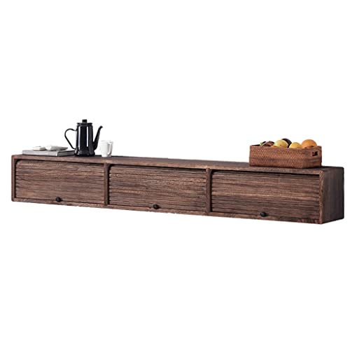 Wall-mounted TV Cabinet, Retro TV Stand with Storage Cabinet, TV Console Table with Slide Up-down Door, Industrial Entertainment Center for Living Room (Brown 150 * 25 * 25)