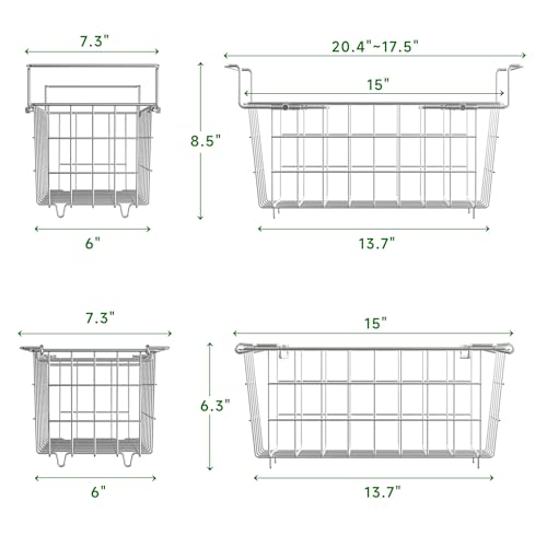 Freezer Baskets for Chest Freezer, Adjustable Deep Freezer Organizer Bins, Expandable Freezer Organizer Bins, Stainless Steel Over the Sink Dish Drying Rack for Kitchen