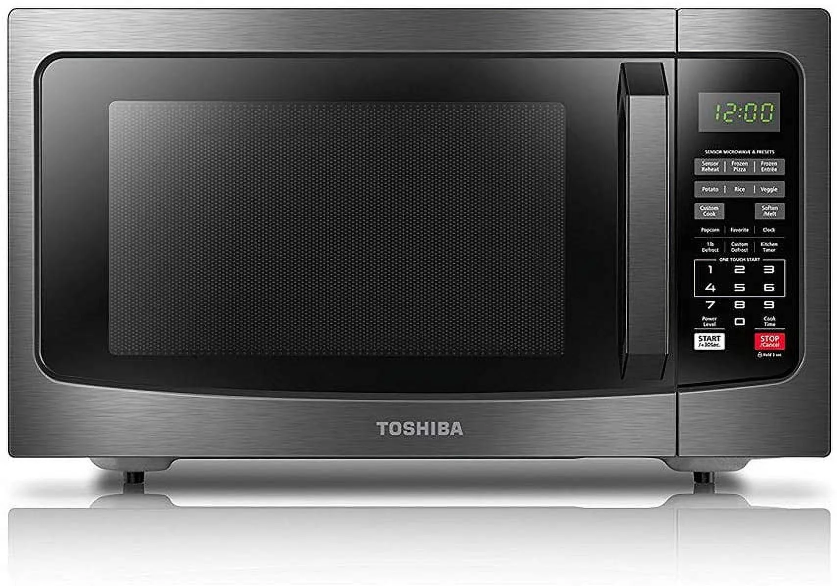 Restored Toshiba EM131A5C-BS Microwave Oven with Smart Sensor Easy Clean Interior, ECO Mode and Sound On-Off, 1.2 Cu. ft, Black Stainless Steel (Refurbished)
