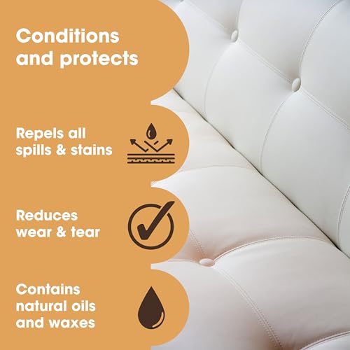 Furniture Clinic Leather Protection Cream | 2-in-1 Leather Conditioner & Waterproofing Protector for Furniture, Shoes, Car Seats & More | Prevent Stains While Nourishing | 17oz / 500ml