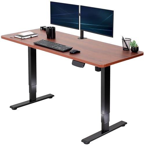 VIVO Electric Height Adjustable 60 x 24 inch Memory Stand Up Desk, Light Wood Solid One-Piece Table Top, Black Frame, Touch Screen Preset Controller, 2E Series, DESK-KIT-2E6C