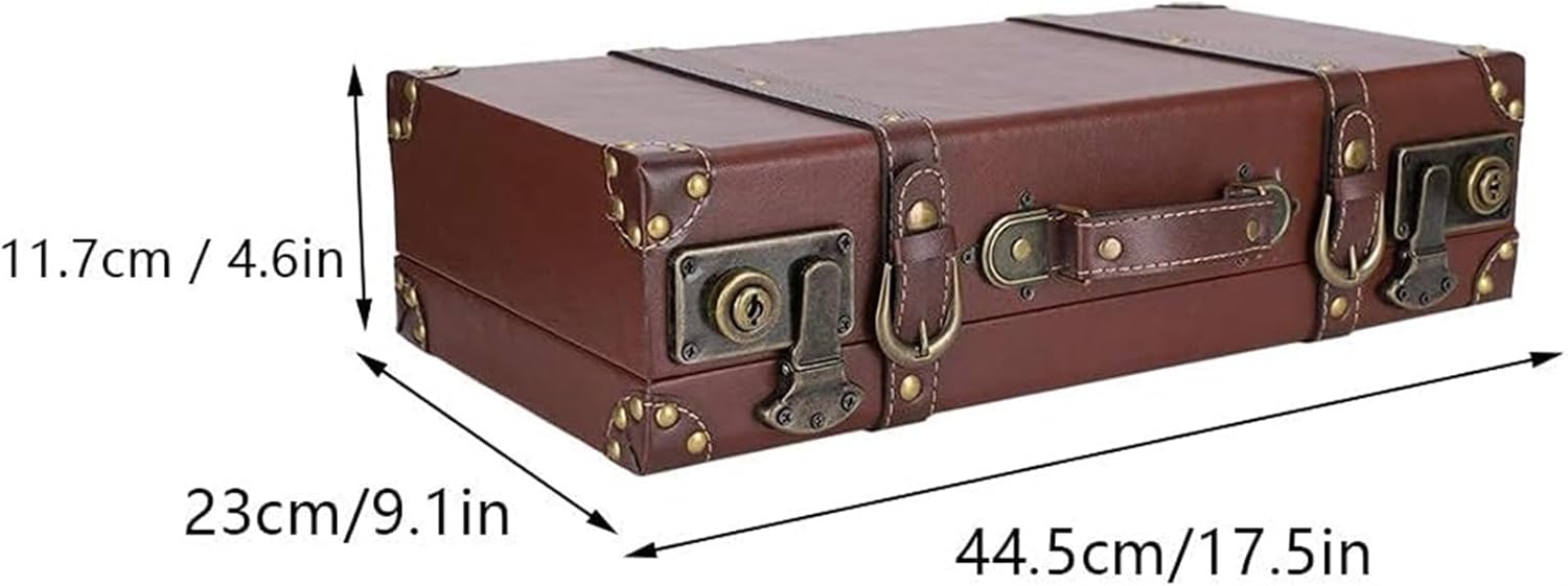 Wooden Storage, Decorative Suitcase Trunk Box, Old Style Suitcase For Keepsake Bedroom Display Or Party Decor