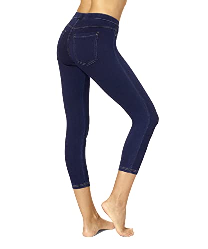 No Nonsense Women's Classic Denim Capri Legging with Pockets