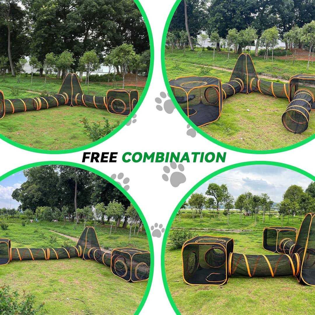 6-in-1 Tent Portable Playpen Enclosures with Tunnel for Cat Dog and Small Animals ColourTree - Pet Supplies online store