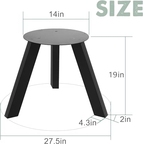 NXN-HOME 19 inch Round Plate Table Base Legs, Coffee Table Legs, Bench Metal Legs, Mid Century Home DIY Projects Black Furniture Legs(19”H x 14”W)