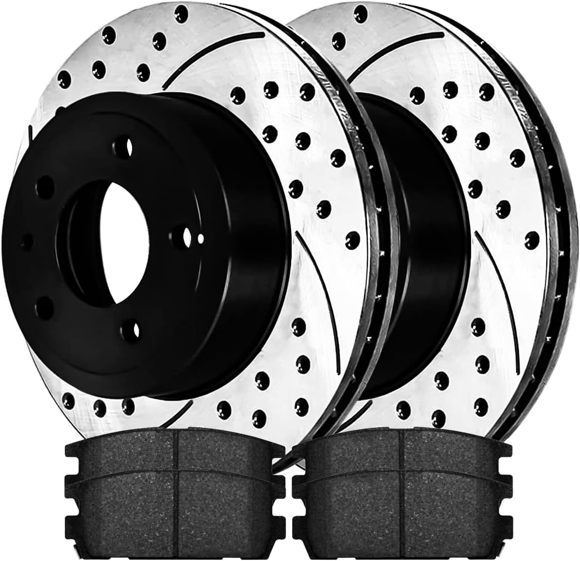 AutoShack Rear Drilled Slotted Brake Kit Rotors Black and Ceramic Pads Pair of 2 Driver and Passenger Side Replacement for 2010-2017 Chevrolet Equinox 2010-2017 GMC Terrain AWD FWD SCDPR65180651801275