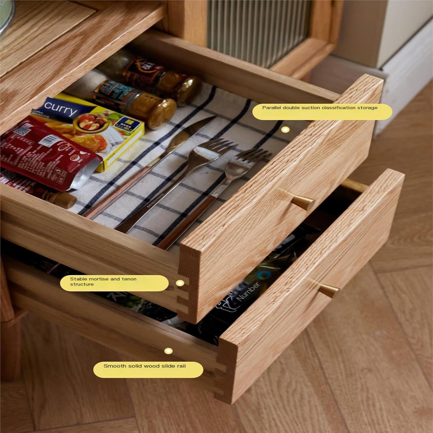 Buffet Cabinet All Solid Wood Sideboard Nordic Household Oak Sideboard Modern Simple Tea Cabinet Living Room Storage Cabinet Buffet Sideboard