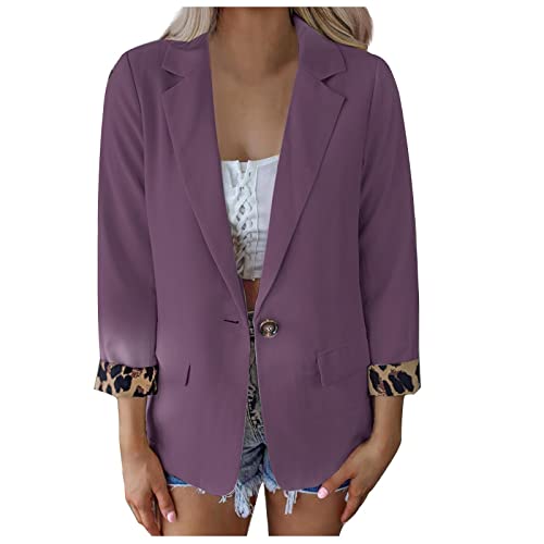 Womens Suit Blazers Business Casual Outfits 3/4 Sleeve Fashion Notch Lapel Jacket Causal Work Office Blazer Workwear