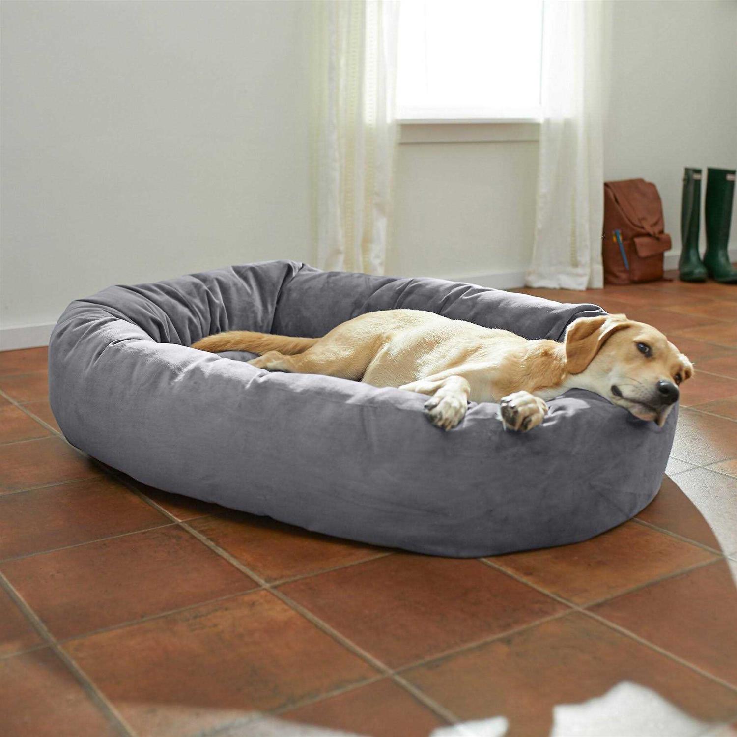 Frisco Velvet Round Bolster Dog Bed w/Removable COVER - Pet Supplies online store