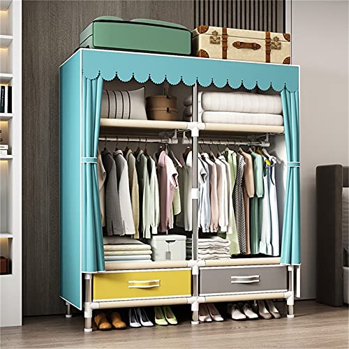 Open Wardrobe,Simplicity Fabric Canvas Cupboard Three Layers Storage Cupboard with Partition,Hanging Area,Storage Cubic Drawer(Size:170 * 45 * 150CM,Color:B) (C 170 * 45 * 100CM)