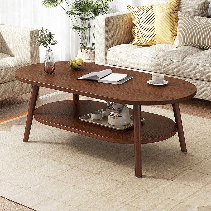 CraftThink Coffee Table, Modern Style Wooden 4-legs Base Top Coffee Table for Living Room - Shelves Included White- 24