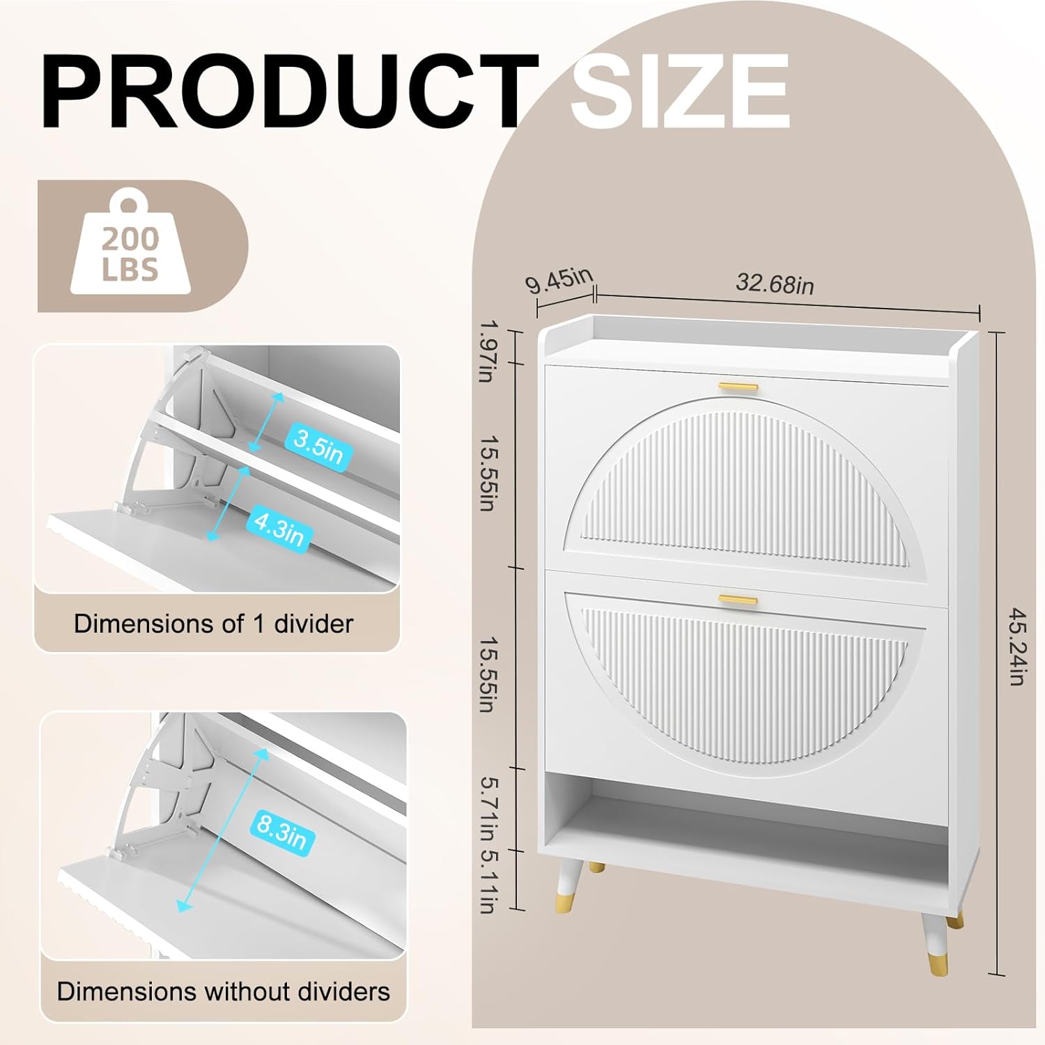 White Shoe Storage Cabinet for Entryway Slim, Hidden Shoe Organizer Cabinet with Drawer, Wooden Shoe Rack Cabinet Ultra
