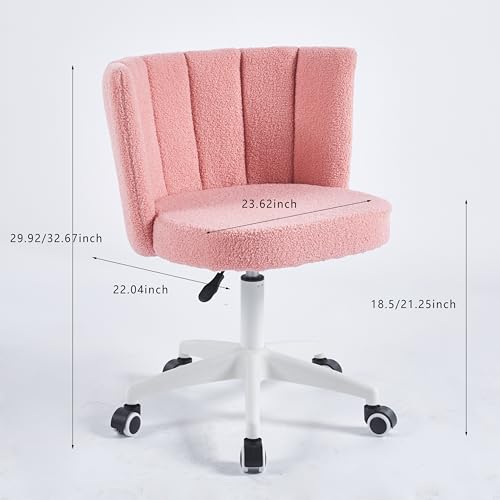 Home Office Chairs, Swivel Vanity Chair, Fluffy Fuzzy Comfortable Makeup Vanity Chair, Vanity Chair With Back, Chair for Vanity Desk Armless for Home, Bedrooms, Office, Study, Student, Dressing Room