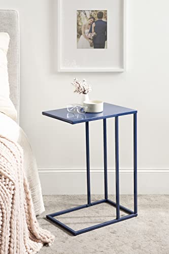 Kate and Laurel Lockhardt Modern Decorative C Side Table as a TV Tray, Bedroom Accent Piece, or a Versatile Laptop Stand, 19x13x27, Navy Blue