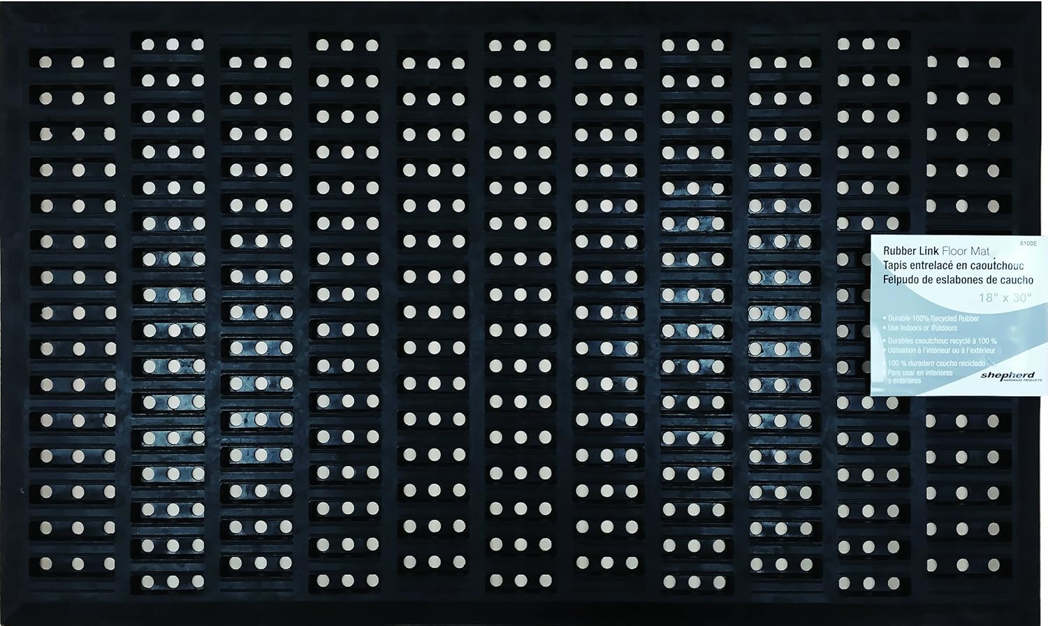 Shepherd Hardware 8100E Indoor/Outdoor Recycled Floor 18 x 30-Inches, Black Rubber Mat, 1' 6