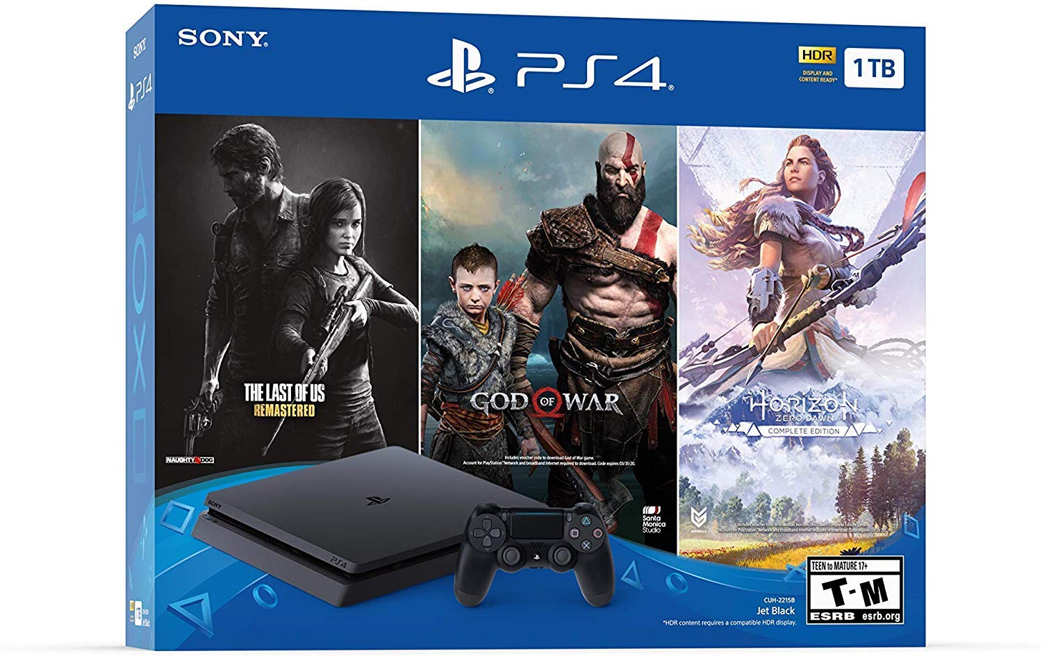 Newest Flagship Sony Play Station 4 1TB HDD Only on Playstation PS4 Console Slim Bundle - Included 3X Games (The Last of Us, God of War, Horizon Zero Dawn) 1TB Hard Drive Incredible Games -Jet Black (Renewed)