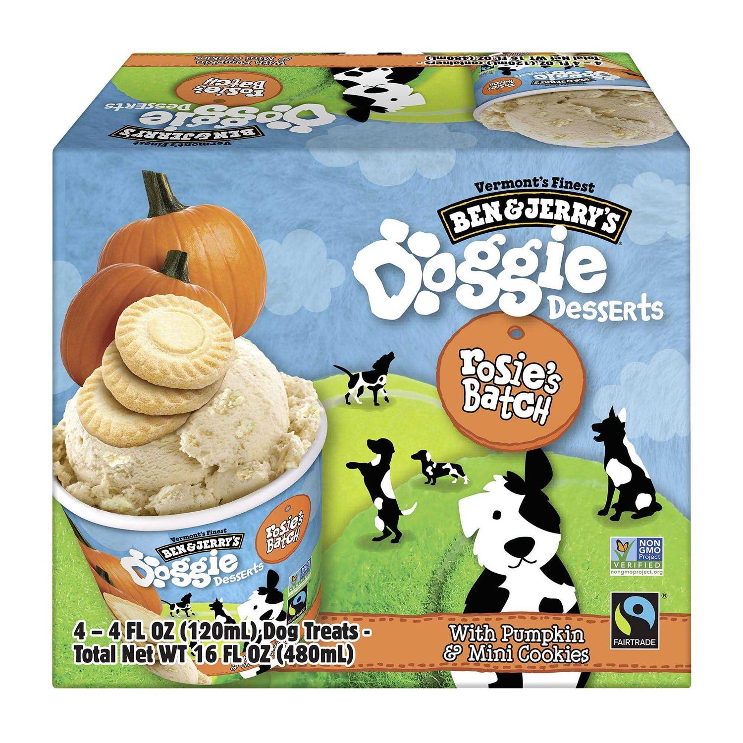 Ben & Jerry's Rosie's Batch Doggie Desserts Frozen Dog Treat Pumpkin & Mini Cookies - Pet Supplies online store