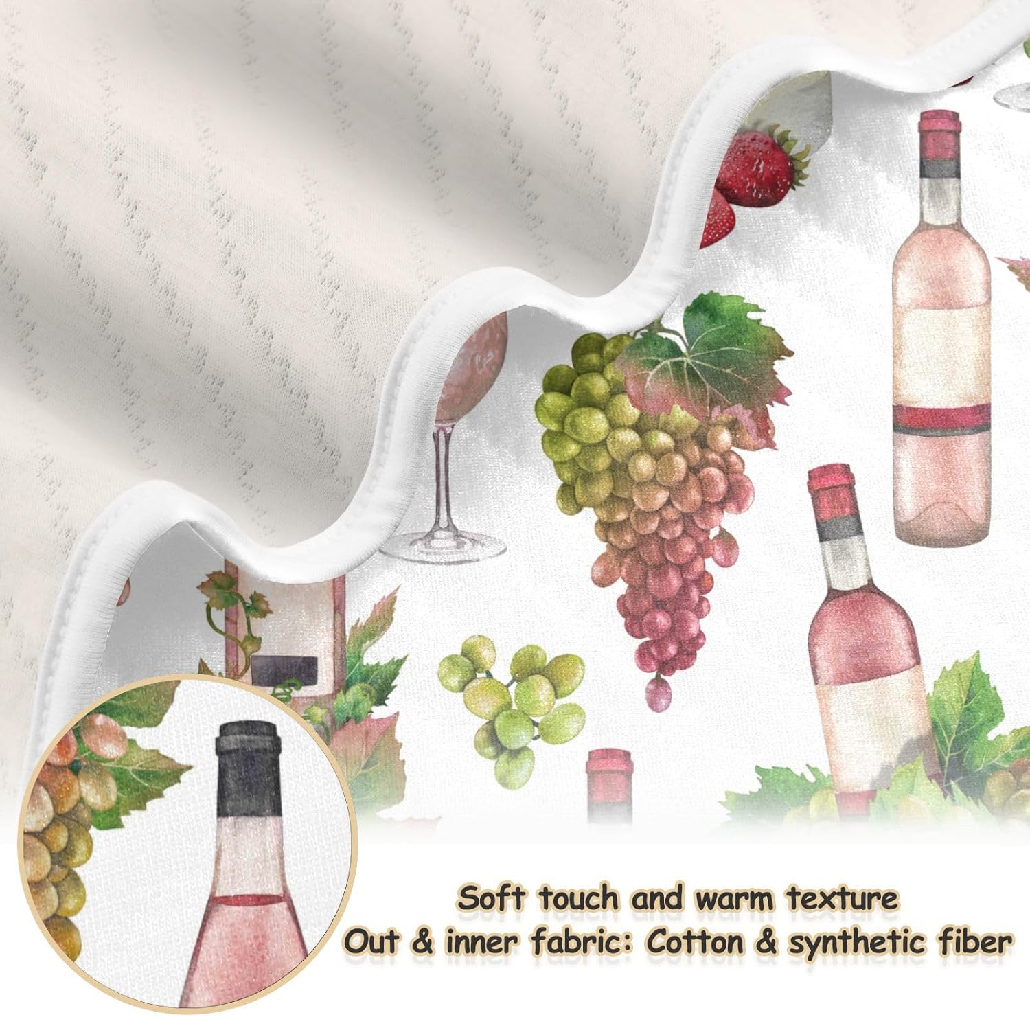 Baby Blanket Grapes Wine Glasses Swaddle Blanket Wooden Box Cotton Nursery Girls Bed Blankets Boys Crib Blanket for Crib Stroller Nursery 30x40in