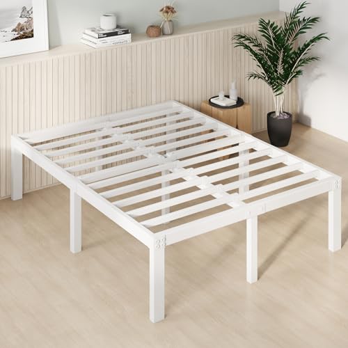 Novilla King Size Bed Frame, 14 Inch Metal Platform Bed Frame King Size with Storage Space Under Bed, Heavy Duty Steel Slat Support, Easy Assembly, No Box Spring Needed, White