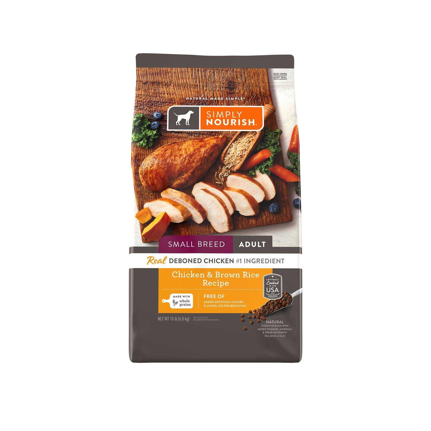 Simply Nourish Adult Dry Dog Food Natural Chicken and Brown Rice - Pet Supplies online store