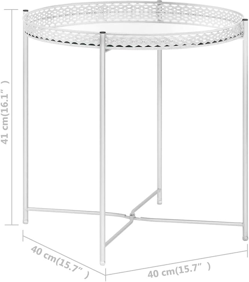 Coffee Tables for Living Room Night Stand Record Player Stand Dresser for Bedroom - Side Table Silver 15.7