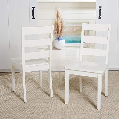 Safavieh Home Collection Silio White Ladder Back 18-inch (Set of 2) Dining Chair, 0