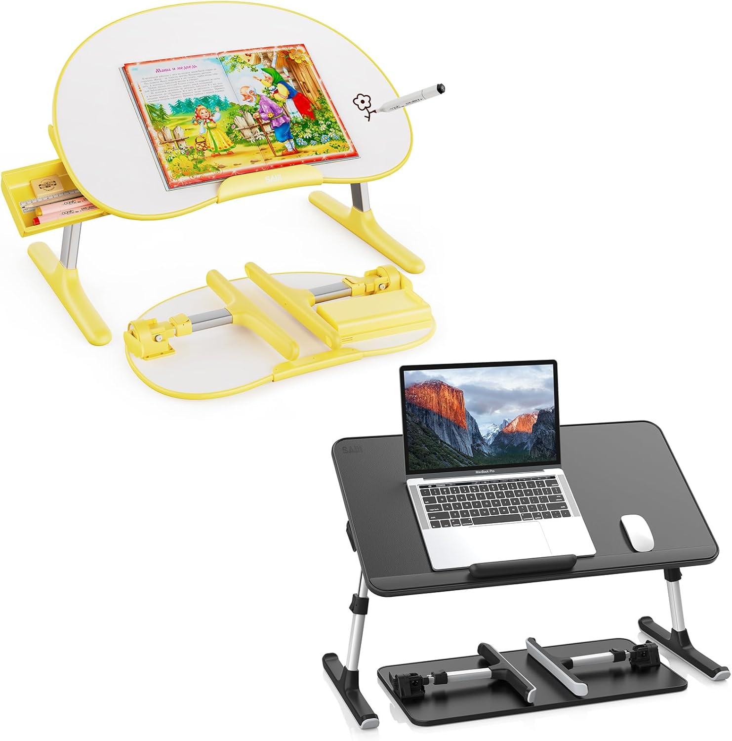 SAIJI Laptop Desk for Bed and Leather Laptop Bed Tray Table