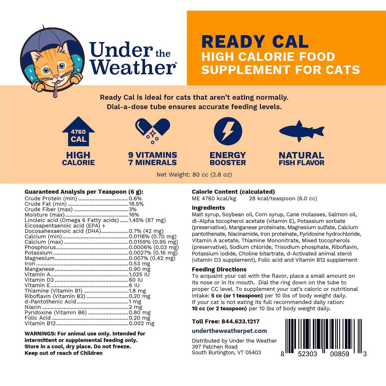 Under the Weather Ready Cal High Calorie Food Supplement for Cats - Pet Supplies online store