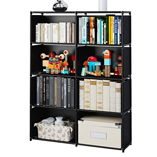 Bookshelf, Assembled Storage Rack, Bedroom Living Room Vertical Cabinet Bookshelf, Double Row 9-Grid Multi-Functional Storage Equipment (Grey)