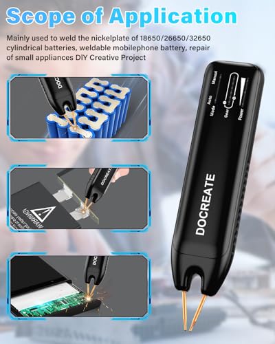Battery Spot Welder, Handheld Portable Rechargeable Spot Welder for DIY 18650 Battery, Welding Plated Nickel Sheets 0.1-0.2mm, Auto and Manual Mode