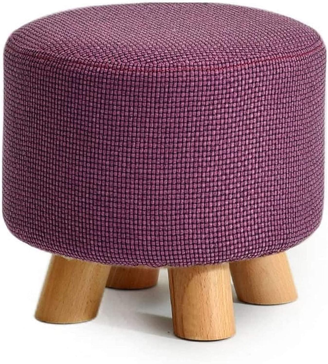 Storage Footstool Solid Wood Shoes Stool Round lstered Footstool Sofa Low Stool Footrest Small Seat Foot Rest Chair Brown lstered Stool