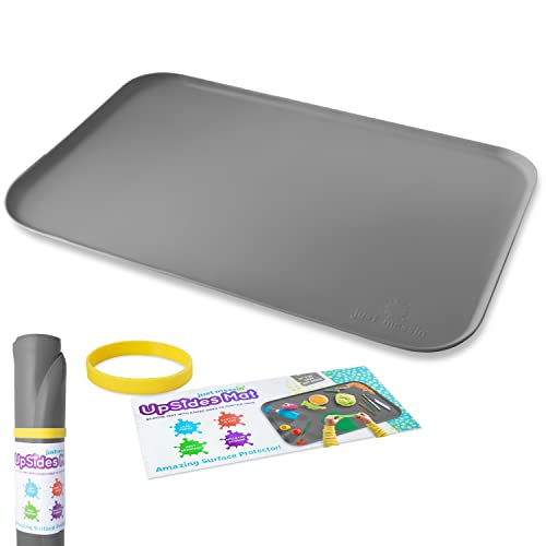 Just Messin' Silicone Art Mat for Crafts, Resin, Paint, Slime & Jewelry-making, Multipurpose Table Protector with Raised Sides to Contain Mess, Non-slip Heat Resistant, 16”x26” Mat with .6
