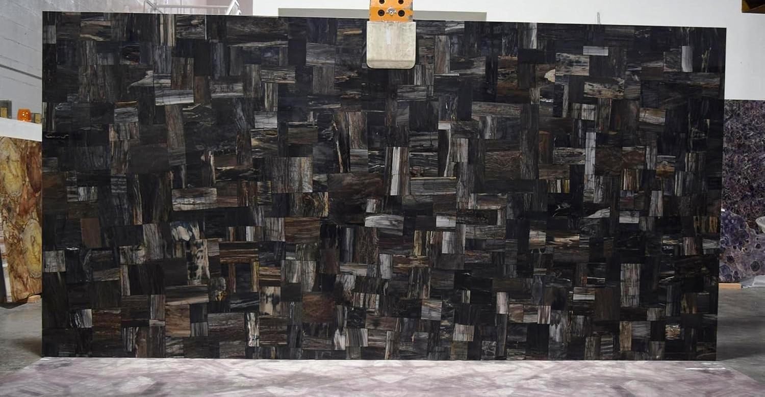 18 x 18 Inches Square Shape Resin Sofa Side Table Black Petrified Stone Coffee Table Top to add Elegant Look in your Home