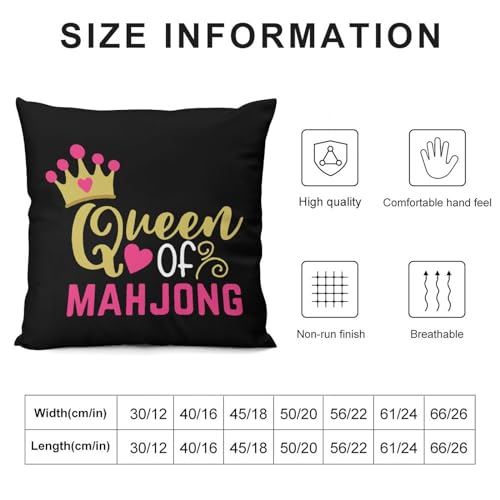 Mahjong Queen Funny Throw Pillow Covers 4 Pack Plush Cushion Protect Case for Sofa Bedroom 20 