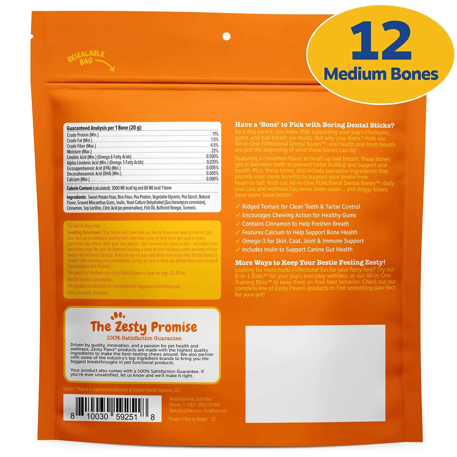 Zesty Paws All-in-One Functional Dental Bones for Dogs - Pet Supplies online store