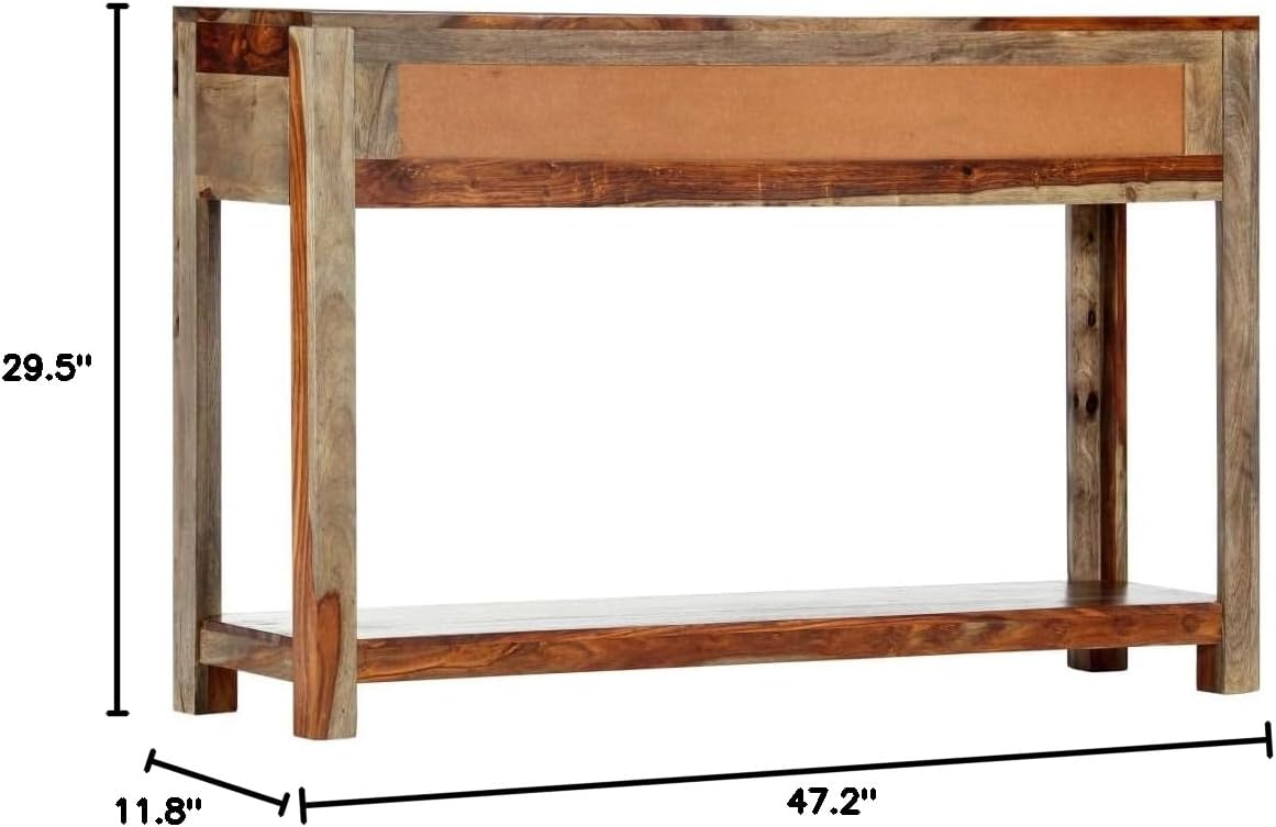 Wooden Console Table with 3 Drawers and Bottom Shelf, 47.2