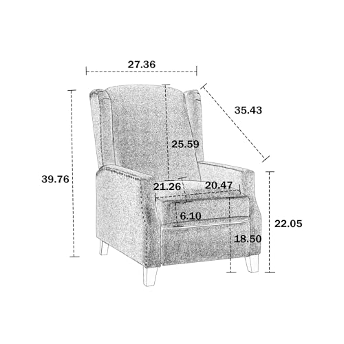 Adjustable Wingback Recliner Chair, Push Back Recliner Sofa Chair with Adjustable Back and Footrest, Stylish Small Reclining Armchair for Living Room, Reading Room, Red