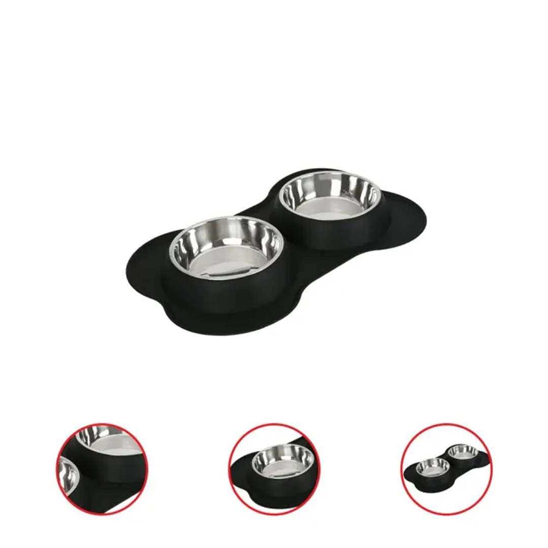 Vibrant Life Double Dog Bowls with Bone Shaped Mat Diner Set - Pet Supplies online store