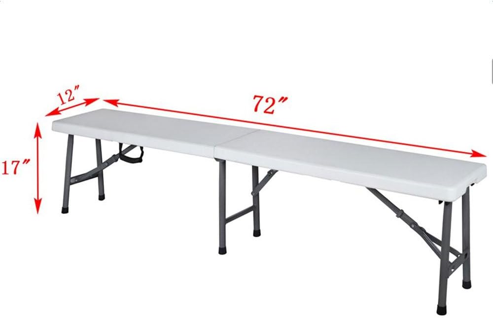 6' Plastic Portable Folding Bench,Picnic Bench,Outdoor Party Camping Dining Folding Bench,Multipurpose Bench Seat for Indoor Outdoor Use/Stores Easily Off-White