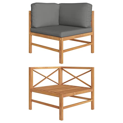 All Weather Outdoor Chairs, Dining Chair, Patio Sofa,for Garden Deck Backyard, Corner Sofa with Cream Cushions Solid Teak Wood