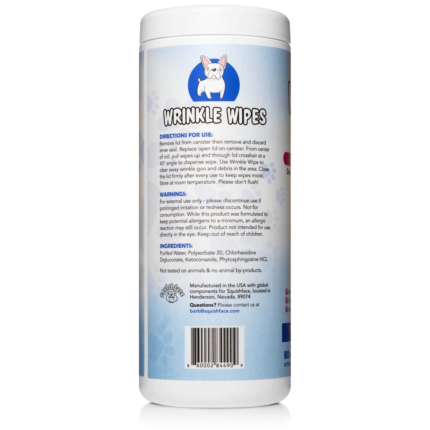 Squishface Wrinkle Wipes – 5”x7” Large Dog Wipes Deodorizing Tear Stain Remover – Great for English Bulldog - Pet Supplies online store