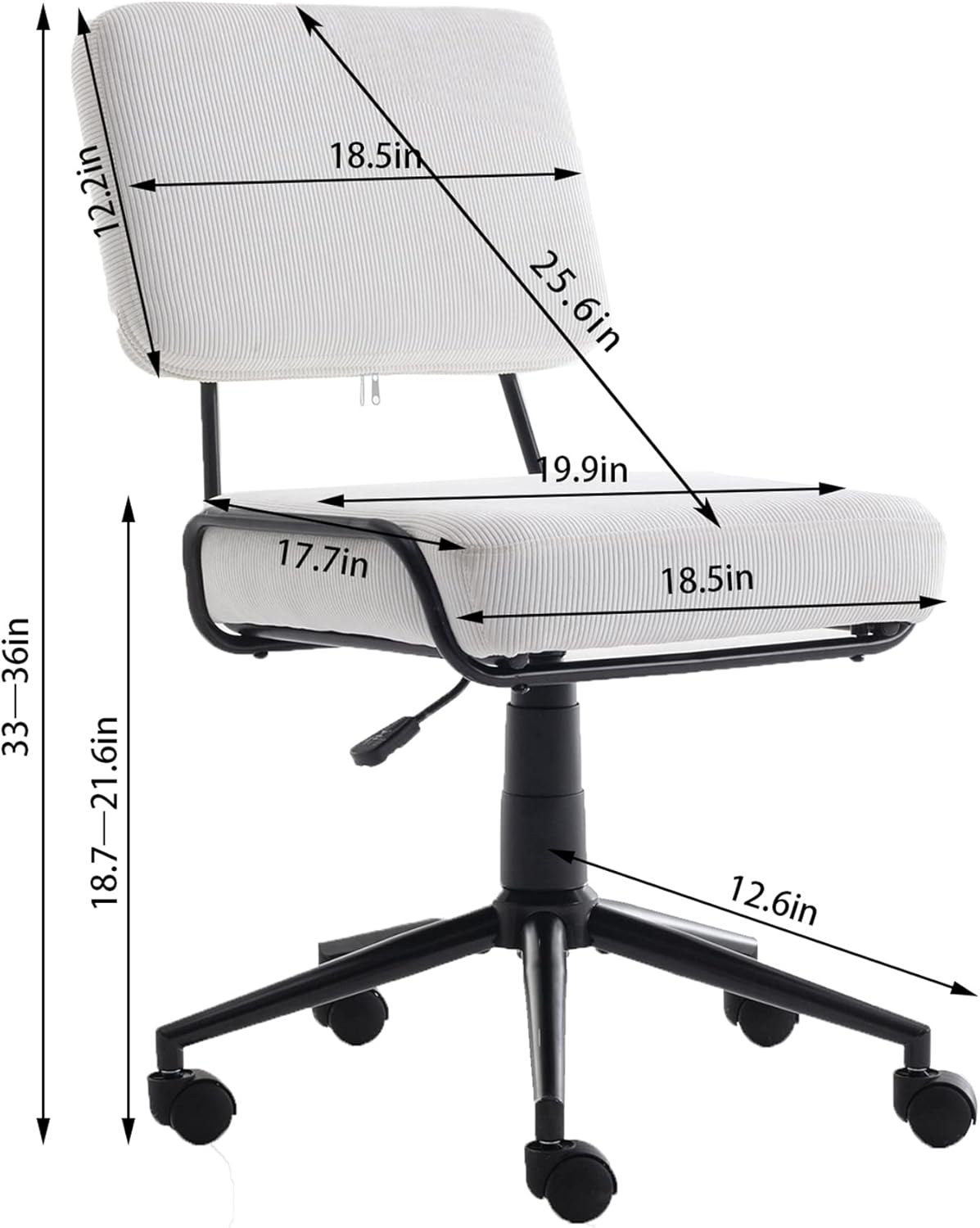 Olela Swivel Office Chair Low-Back Computer Task Chair with Wheels Corduroy Rolling Desk Chair Vintage Rustic Industrial Style with Metal Base and Height Adjustable (Green)