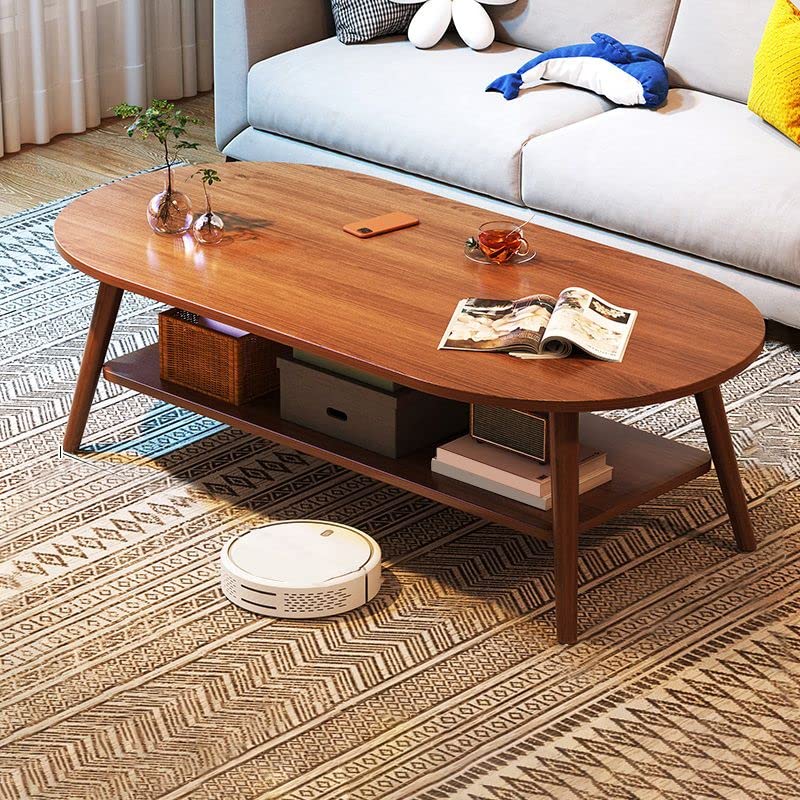 CraftThink Coffee Table Set, Contemporary Modern Oval Wood Cocktail Table Coffee Table Side Table End Table 4 Legs for Living Room, 31.5