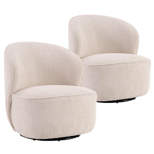 Kidol&Shellder Swivel Accent Chair Living Room Chairs Comfy Reading Chair for Bedroom Accent Chairs for Living Room Single Sofa Chair Modern Barrel Chairs Upholstered Side Boucle Chair(Gray,1)