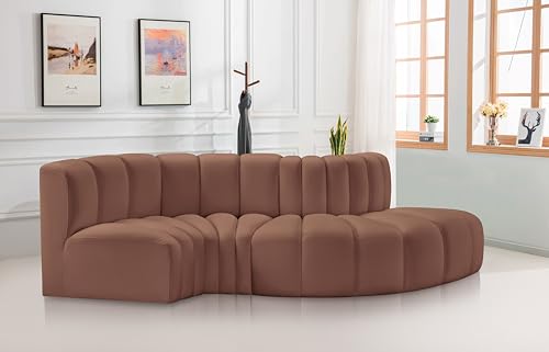 Meridian Furniture Arc Collection Modern | Contemporary Sofa with Soft Vegan Leather, Deep Channel Tufting, Modular, 104