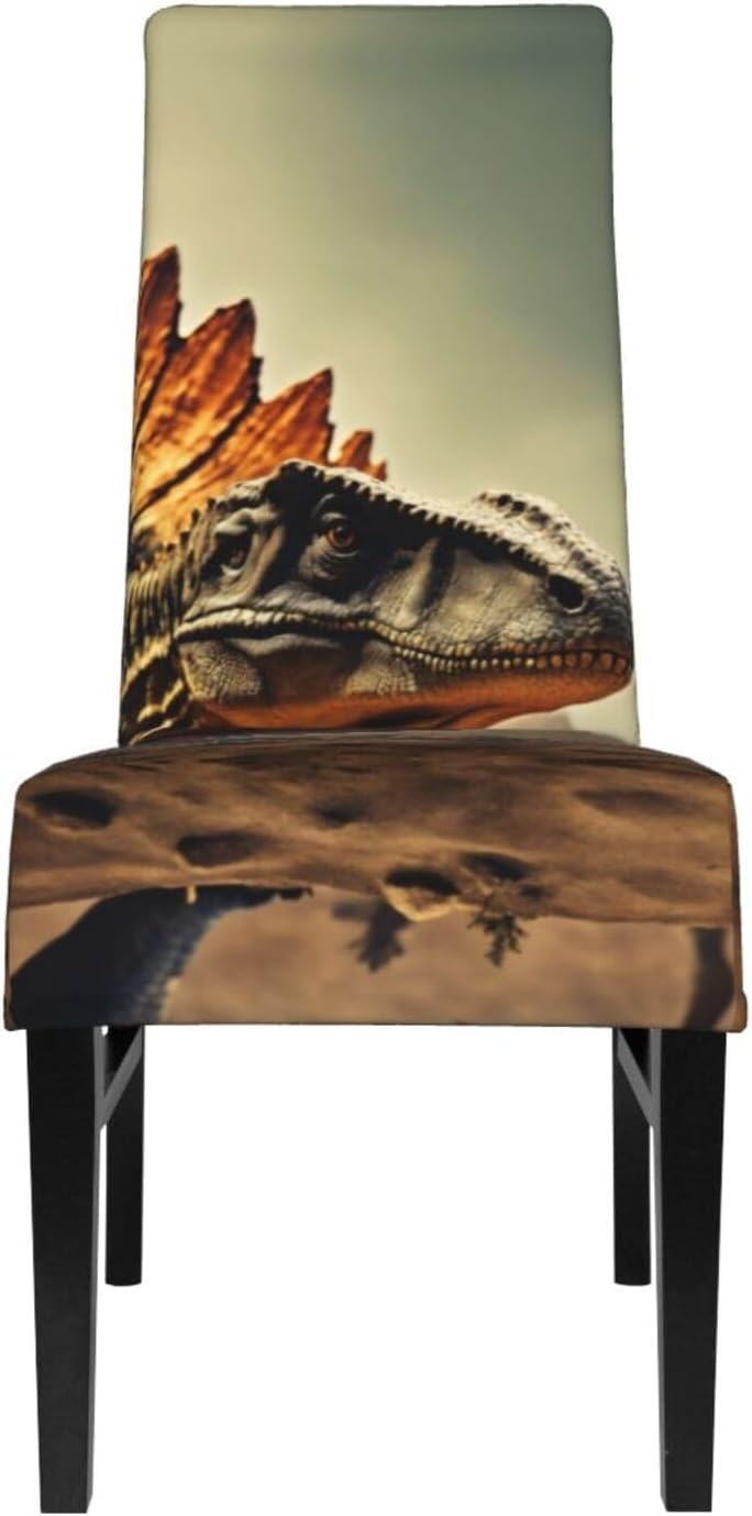 Dinosaur Print Protection Cover for Dining Chair Essential Room Stretchy Home Office Restaurant