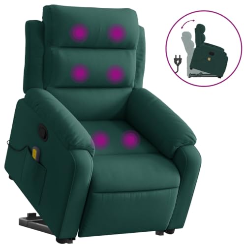 Electric Massaging Chairs Stand up Massage Recliner Chair Dark Green Velvet,Electric Massage Recliner Chair with Power Lift Function for Elderly and Comfort Furniture for Living Room